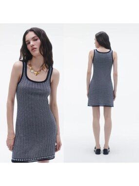 NWT Guest In Residence Fine Stripe Ribbed Sleeveless Dress Black Size: Medium